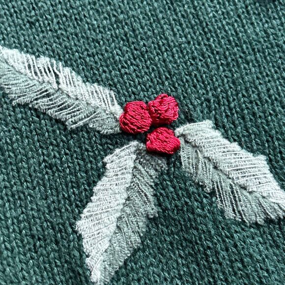 Crazy Horse Liz Claiborne Christmas Vest Medium Green with red accents - Picture 7 of 9